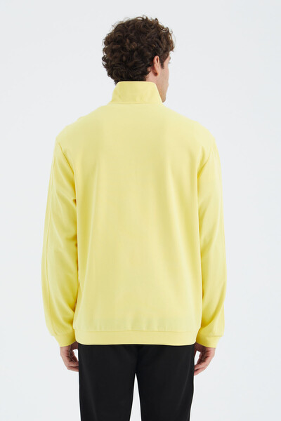 Tommylife Wholesale Yellow Stand Collar Half Zip Men's Sweatshirt - 88278 - Thumbnail